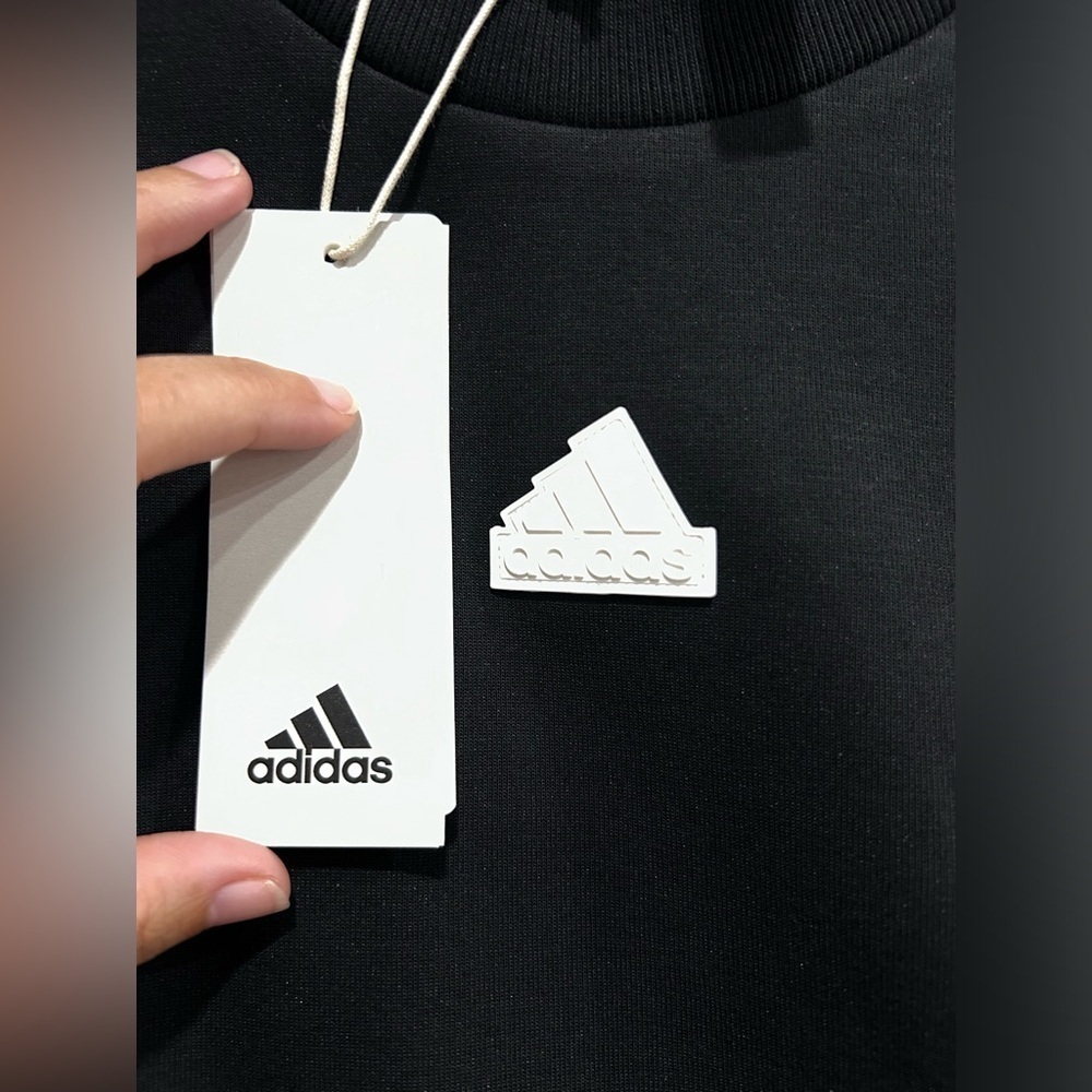 adidas Women's L Large Future Icons 3-Stripes Crew Sweatshirt Black White NWT - Picture 5 of 16